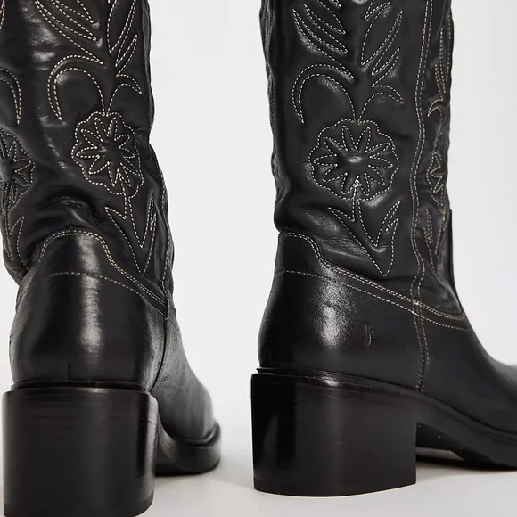 NEW Frye Kate Deco Stich Boots Black Size 9 - Picture 2 of 2